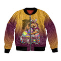 Personalized Brisbane Broncos Bomber Jacket Easter Mascot - Colorful Eggs Cartoon Style