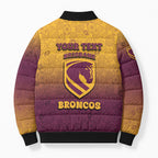 Personalized Brisbane Broncos Bomber Puffer Jacket Easter Mascot - Colorful Eggs Cartoon Style