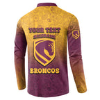 Personalized Brisbane Broncos Button Sweatshirt Easter Mascot - Colorful Eggs Cartoon Style