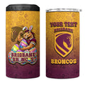 Personalized Brisbane Broncos 4 in 1 Can Cooler Tumbler Easter Mascot - Colorful Eggs Cartoon Style