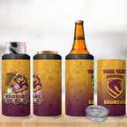 Personalized Brisbane Broncos 4 in 1 Can Cooler Tumbler Easter Mascot - Colorful Eggs Cartoon Style