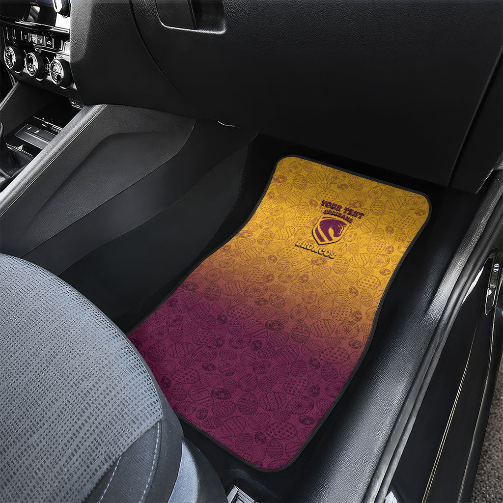 Personalized Brisbane Broncos Car Mats Easter Mascot - Colorful Eggs Cartoon Style