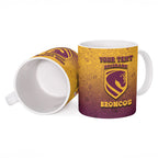 Personalized Brisbane Broncos Ceramic Mug Easter Mascot - Colorful Eggs Cartoon Style