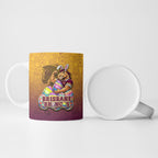 Personalized Brisbane Broncos Ceramic Mug Easter Mascot - Colorful Eggs Cartoon Style
