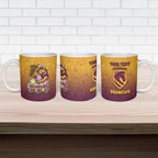 Personalized Brisbane Broncos Ceramic Mug Easter Mascot - Colorful Eggs Cartoon Style