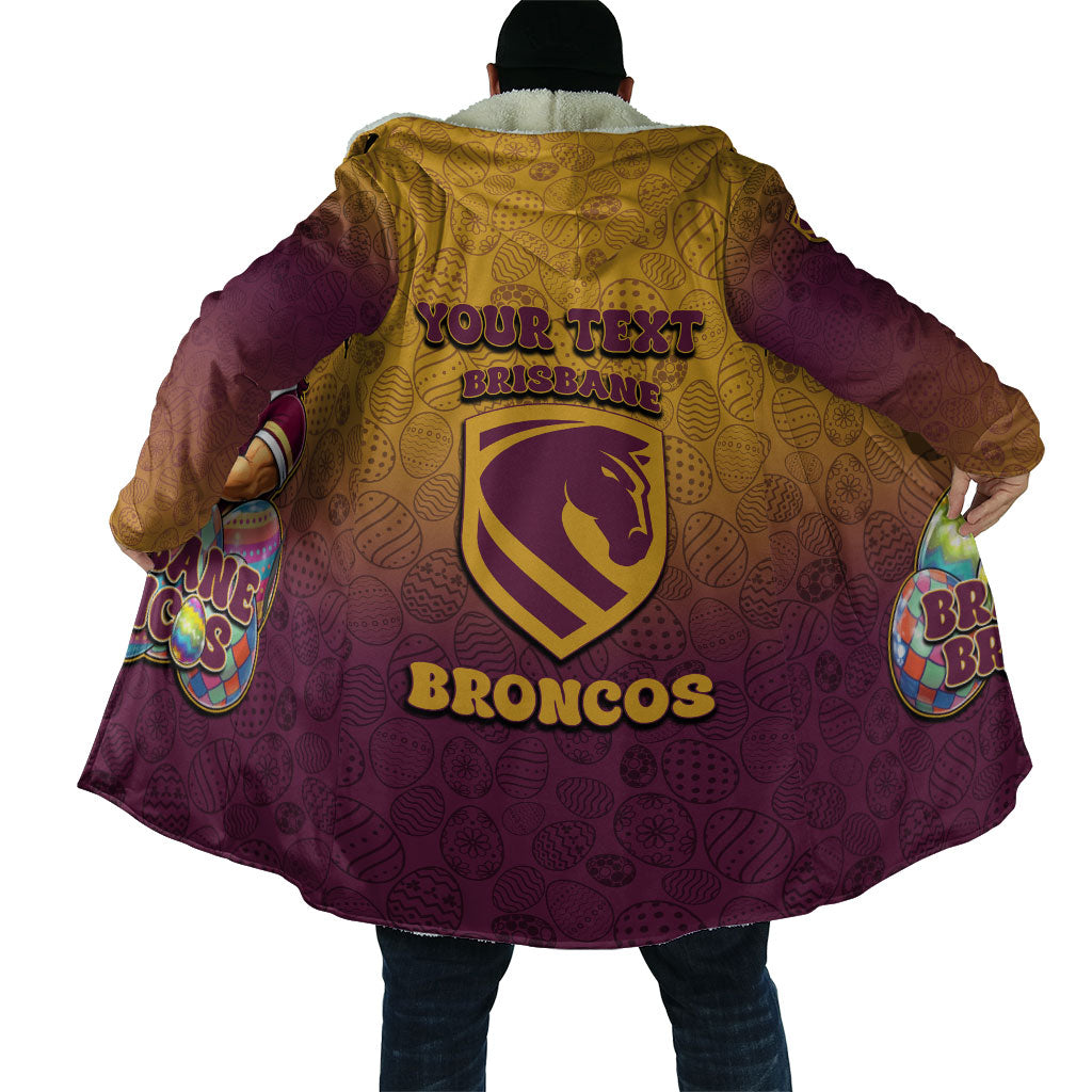 Personalized Brisbane Broncos Cloak Easter Mascot - Colorful Eggs Cartoon Style