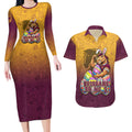 Personalized Brisbane Broncos Couples Matching Long Sleeve Bodycon Dress and Hawaiian Shirt Easter Mascot - Colorful Eggs Cartoon Style