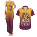 Personalized Brisbane Broncos Couples Matching Tank Maxi Dress and Hawaiian Shirt Easter Mascot - Colorful Eggs Cartoon Style