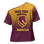 Personalized Brisbane Broncos Cross Shoulder Shirt Easter Mascot - Colorful Eggs Cartoon Style