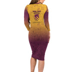 Personalized Brisbane Broncos Family Matching Long Sleeve Bodycon Dress and Hawaiian Shirt Easter Mascot - Colorful Eggs Cartoon Style