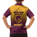 Personalized Brisbane Broncos Family Matching Off Shoulder Maxi Dress and Hawaiian Shirt Easter Mascot - Colorful Eggs Cartoon Style