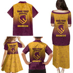 Personalized Brisbane Broncos Family Matching Puletasi and Hawaiian Shirt Easter Mascot - Colorful Eggs Cartoon Style