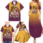 Personalized Brisbane Broncos Family Matching Summer Maxi Dress and Hawaiian Shirt Easter Mascot - Colorful Eggs Cartoon Style