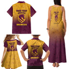 Personalized Brisbane Broncos Family Matching Tank Maxi Dress and Hawaiian Shirt Easter Mascot - Colorful Eggs Cartoon Style
