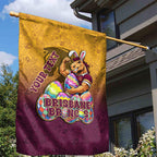 Personalized Brisbane Broncos Garden Flag Easter Mascot - Colorful Eggs Cartoon Style