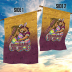 Personalized Brisbane Broncos Garden Flag Easter Mascot - Colorful Eggs Cartoon Style