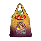 Personalized Brisbane Broncos Grocery Bag Easter Mascot - Colorful Eggs Cartoon Style