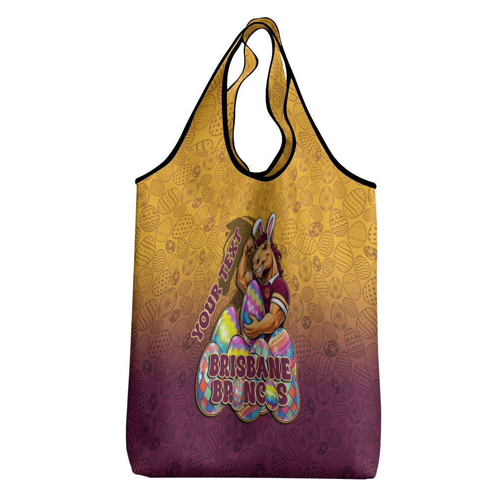 Personalized Brisbane Broncos Grocery Bag Easter Mascot - Colorful Eggs Cartoon Style