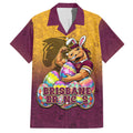 Personalized Brisbane Broncos Hawaiian Shirt Easter Mascot - Colorful Eggs Cartoon Style