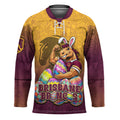 Personalized Brisbane Broncos Hockey Jersey Easter Mascot - Colorful Eggs Cartoon Style