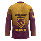 Personalized Brisbane Broncos Hockey Jersey Easter Mascot - Colorful Eggs Cartoon Style