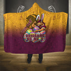 Personalized Brisbane Broncos Hooded Blanket Easter Mascot - Colorful Eggs Cartoon Style