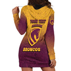 Personalized Brisbane Broncos Hoodie Dress Easter Mascot - Colorful Eggs Cartoon Style