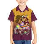 Personalized Brisbane Broncos Kid Hawaiian Shirt Easter Mascot - Colorful Eggs Cartoon Style