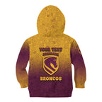 Personalized Brisbane Broncos Kid Hoodie Easter Mascot - Colorful Eggs Cartoon Style