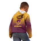 Personalized Brisbane Broncos Kid Hoodie Easter Mascot - Colorful Eggs Cartoon Style