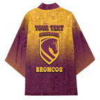 Personalized Brisbane Broncos Kimono Easter Mascot - Colorful Eggs Cartoon Style