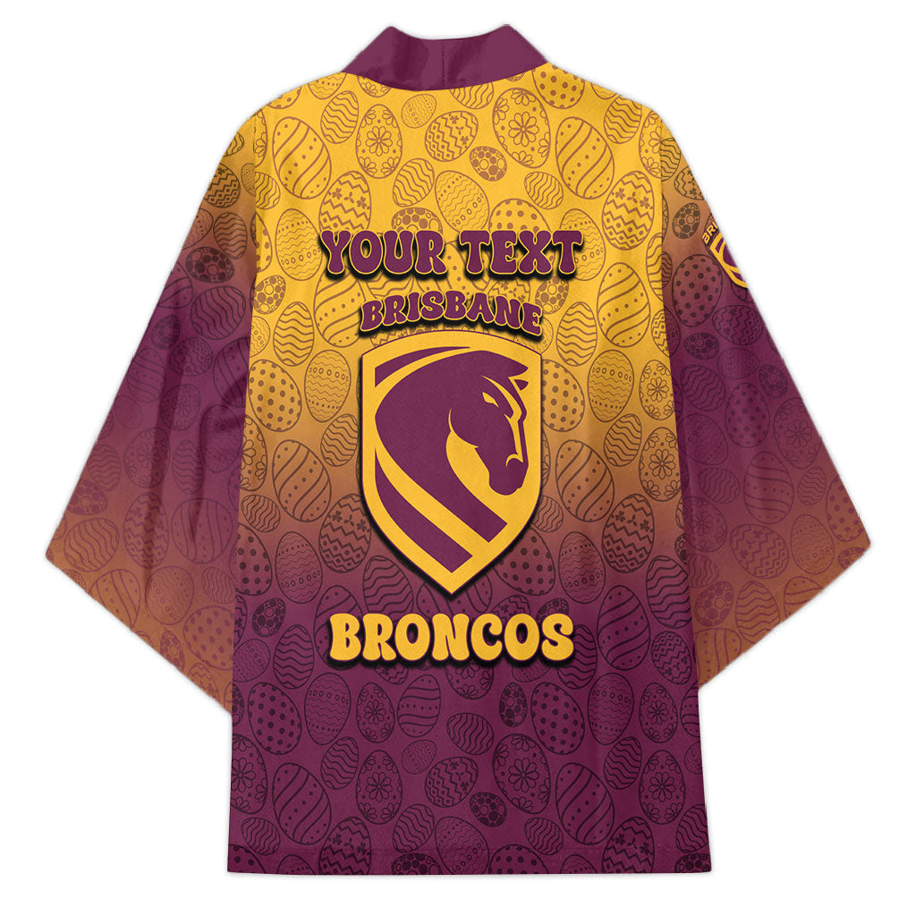 Personalized Brisbane Broncos Kimono Easter Mascot - Colorful Eggs Cartoon Style