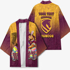 Personalized Brisbane Broncos Kimono Easter Mascot - Colorful Eggs Cartoon Style