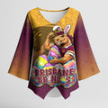 Personalized Brisbane Broncos Kimono Sleeve Blouse Easter Mascot - Colorful Eggs Cartoon Style