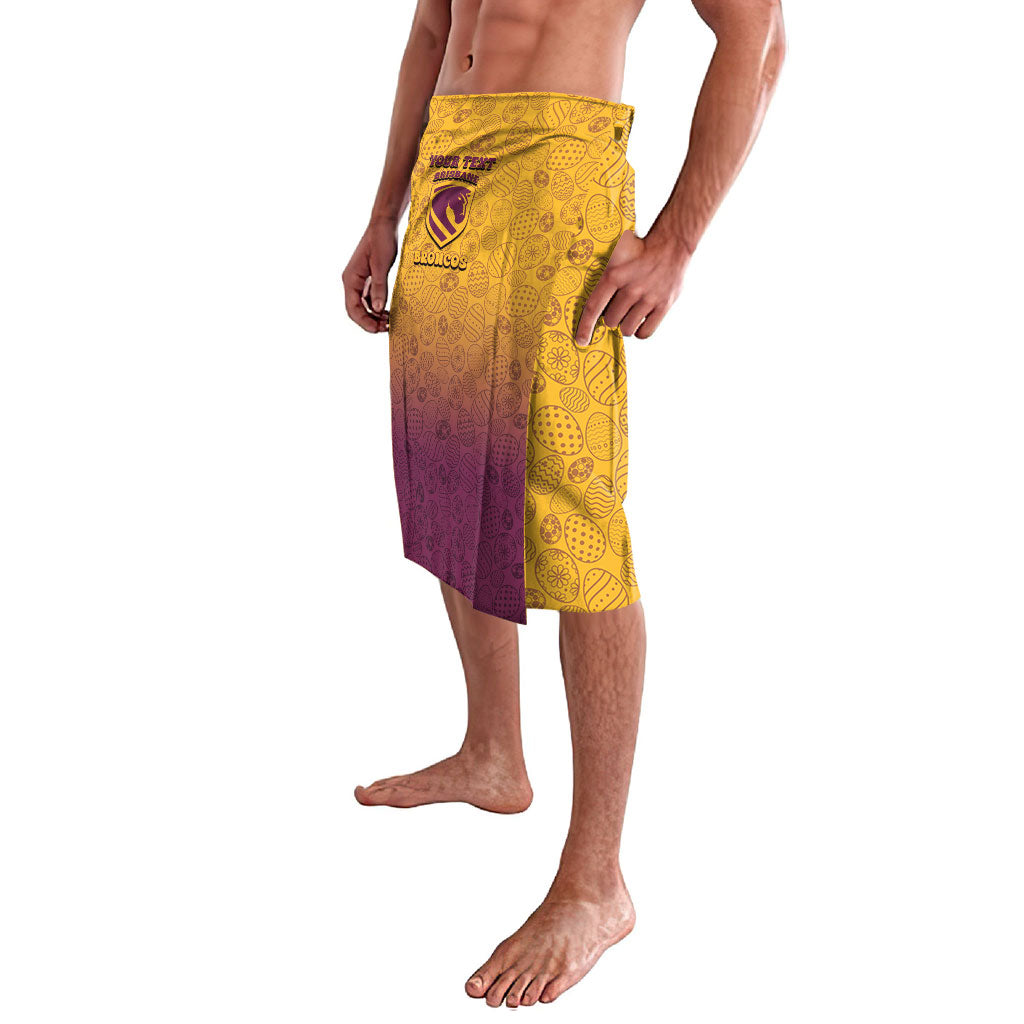 Personalized Brisbane Broncos Lavalava Easter Mascot - Colorful Eggs Cartoon Style
