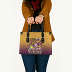 Personalized Brisbane Broncos Leather Bag Easter Mascot - Colorful Eggs Cartoon Style