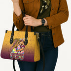 Personalized Brisbane Broncos Leather Bag Easter Mascot - Colorful Eggs Cartoon Style