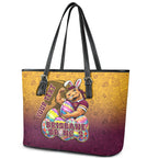 Personalized Brisbane Broncos Leather Tote Bag Easter Mascot - Colorful Eggs Cartoon Style