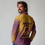 Personalized Brisbane Broncos Long Sleeve Polo Shirt Easter Mascot - Colorful Eggs Cartoon Style