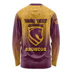 Personalized Brisbane Broncos Long Sleeve Shirt Easter Mascot - Colorful Eggs Cartoon Style