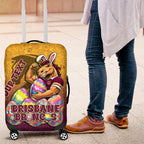 Personalized Brisbane Broncos Luggage Cover Easter Mascot - Colorful Eggs Cartoon Style