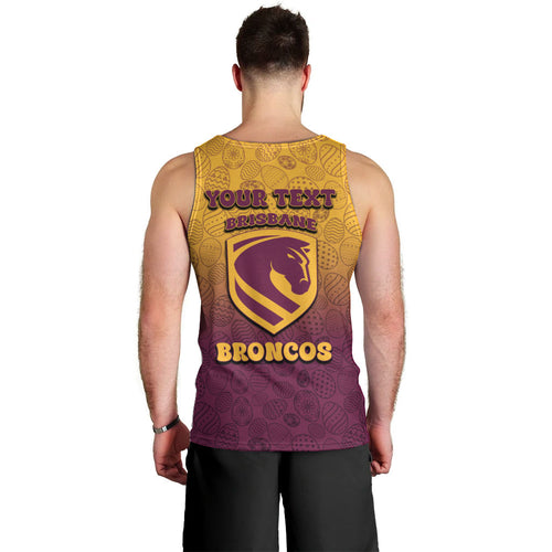 Personalized Brisbane Broncos Men Tank Top Easter Mascot - Colorful Eggs Cartoon Style