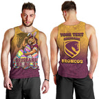 Personalized Brisbane Broncos Men Tank Top Easter Mascot - Colorful Eggs Cartoon Style