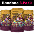 Personalized Brisbane Broncos Neck Gaiter Easter Mascot - Colorful Eggs Cartoon Style