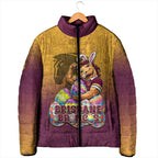 Personalized Brisbane Broncos Padded Jacket Easter Mascot - Colorful Eggs Cartoon Style
