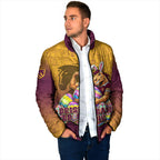 Personalized Brisbane Broncos Padded Jacket Easter Mascot - Colorful Eggs Cartoon Style