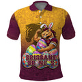Personalized Brisbane Broncos Polo Shirt Easter Mascot - Colorful Eggs Cartoon Style