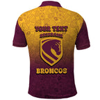 Personalized Brisbane Broncos Polo Shirt Easter Mascot - Colorful Eggs Cartoon Style