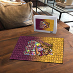Personalized Brisbane Broncos Puzzle Easter Mascot - Colorful Eggs Cartoon Style