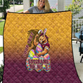 Personalized Brisbane Broncos Quilt Easter Mascot - Colorful Eggs Cartoon Style